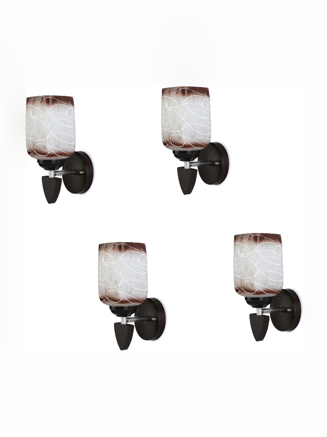 

Afast White & Brown 4 Pieces Glass Printed Square Shaped Wall Lamps