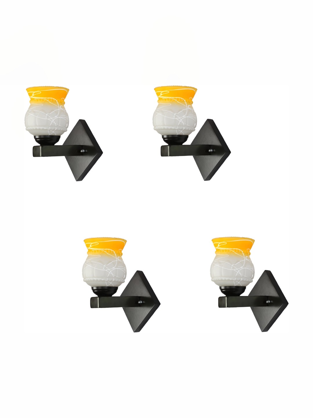 

Afast White & Yellow 4 Pieces Glass Printed Abstract Shaped Wall Lamps