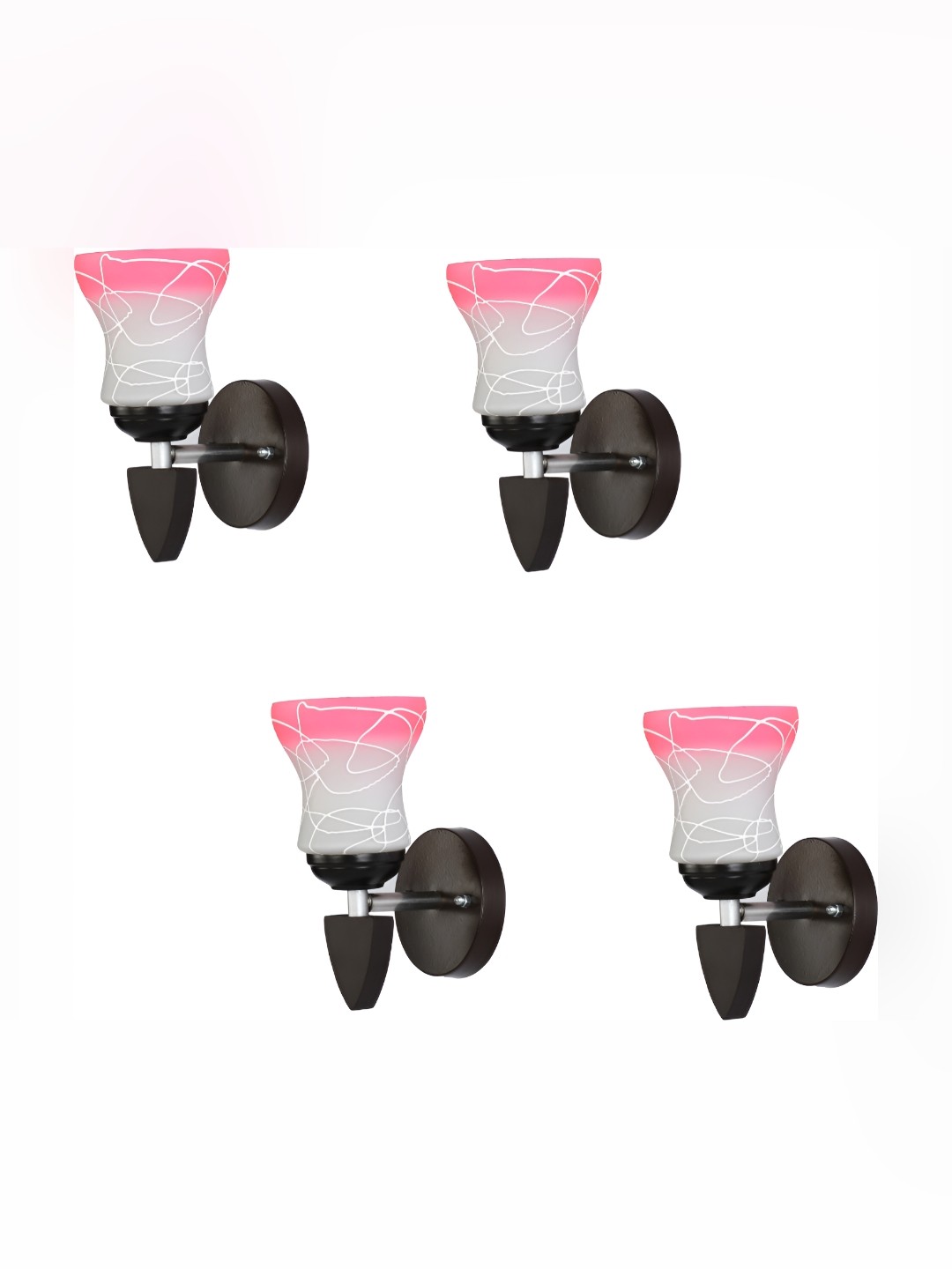 

Afast Pink & White 4 Pieces Glass Printed Abstract Shaped Wall Lamps