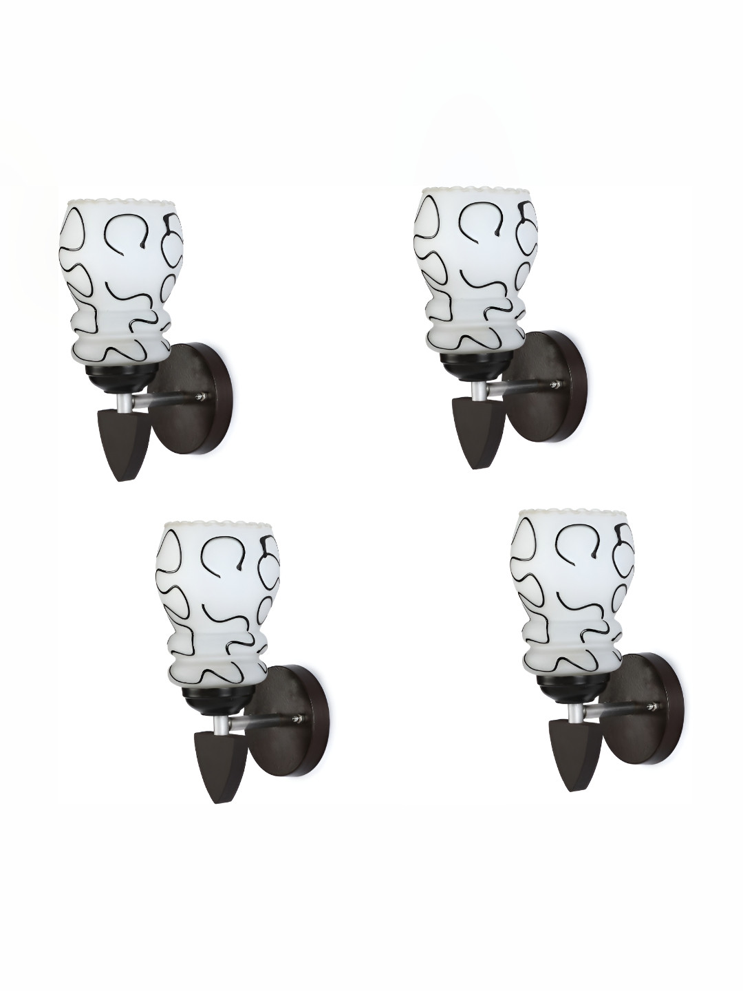 

Afast White & Black 4 Pieces Glass Printed Abstract Shaped Wall Lamps