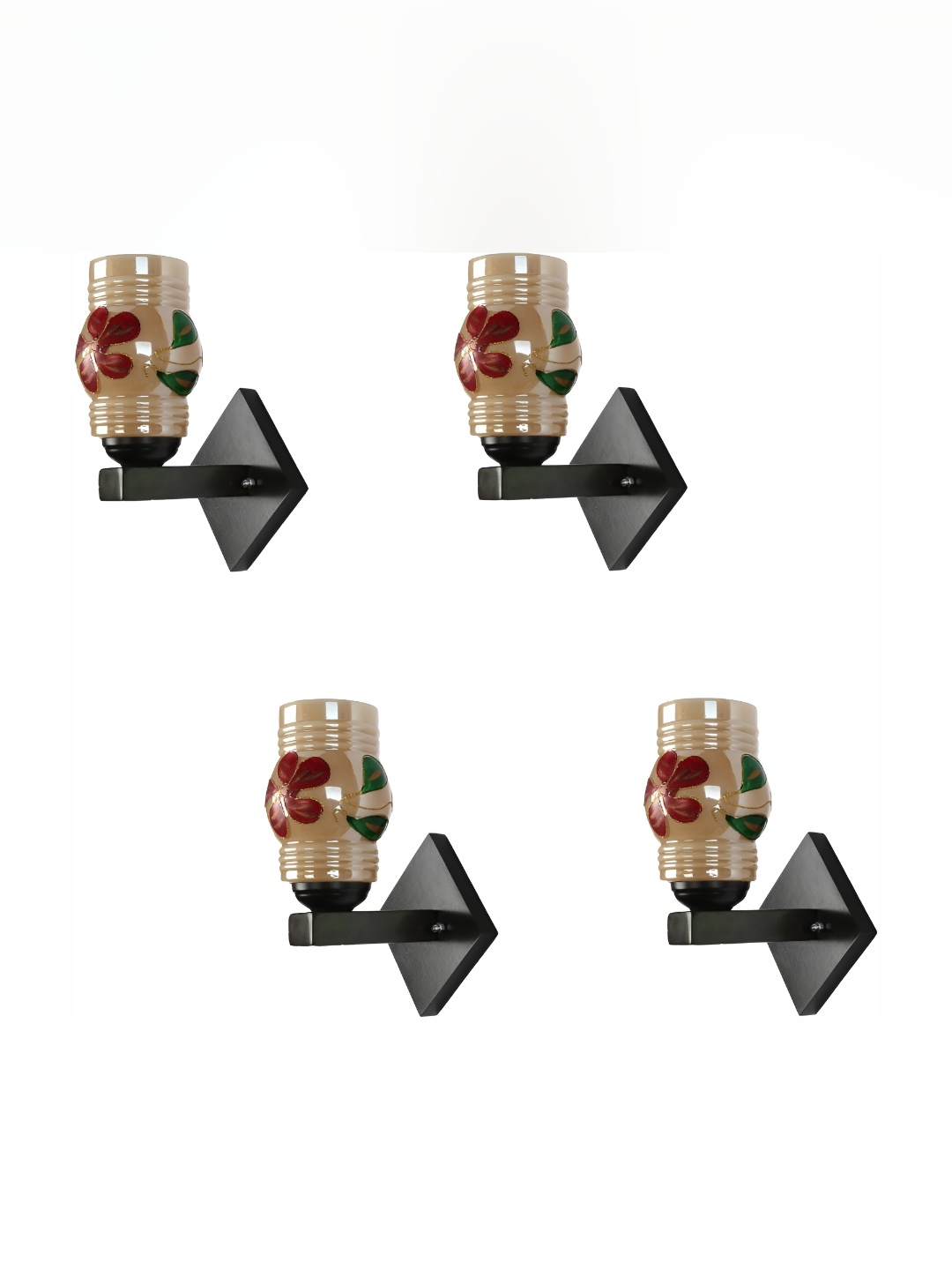

Afast Red & Green 4 Pieces Glass Printed Abstract Shaped Wall Lamps