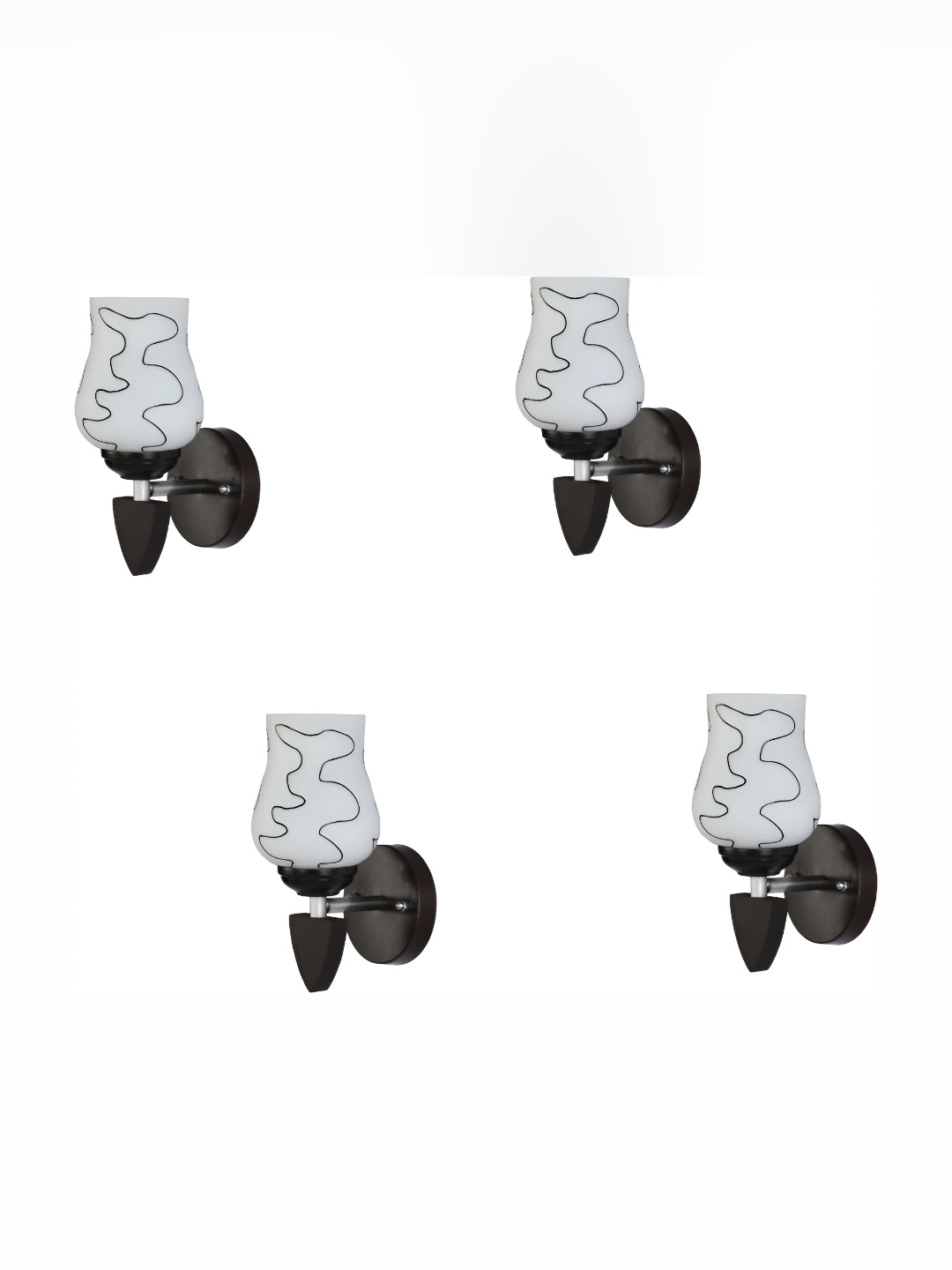 

Afast White & Black 4 Pieces Glass Printed Abstract Shaped Wall Lamps
