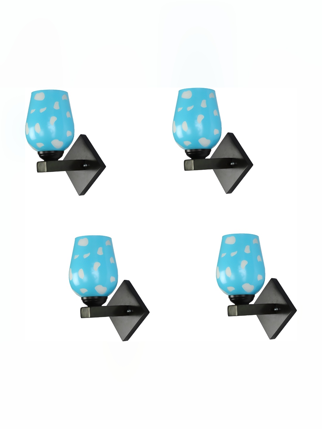 

Afast Blue & White 4 Pieces Glass Printed Frustum Shaped Wall Lamps