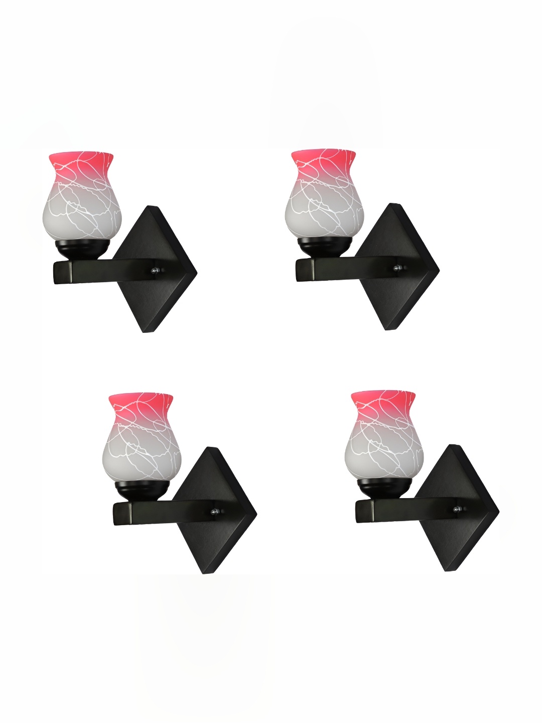 

Afast Pink & White 4 Pieces Glass Printed Abstract Shaped Wall Lamps