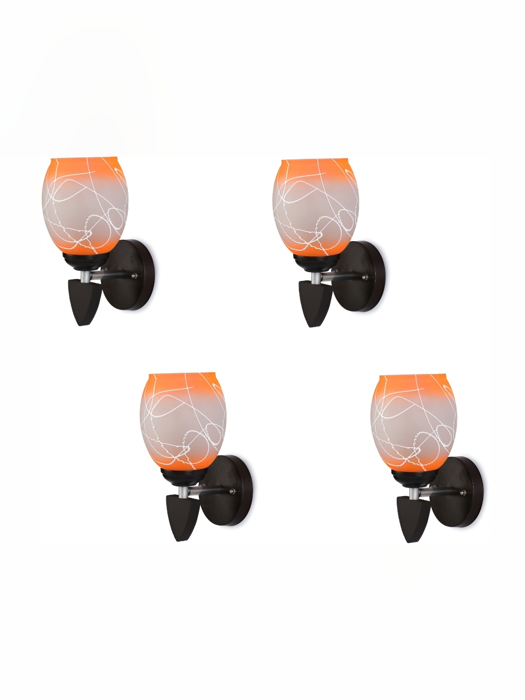 

Afast Orange & White 4 Pieces Glass Printed Abstract Shaped Wall Lamps