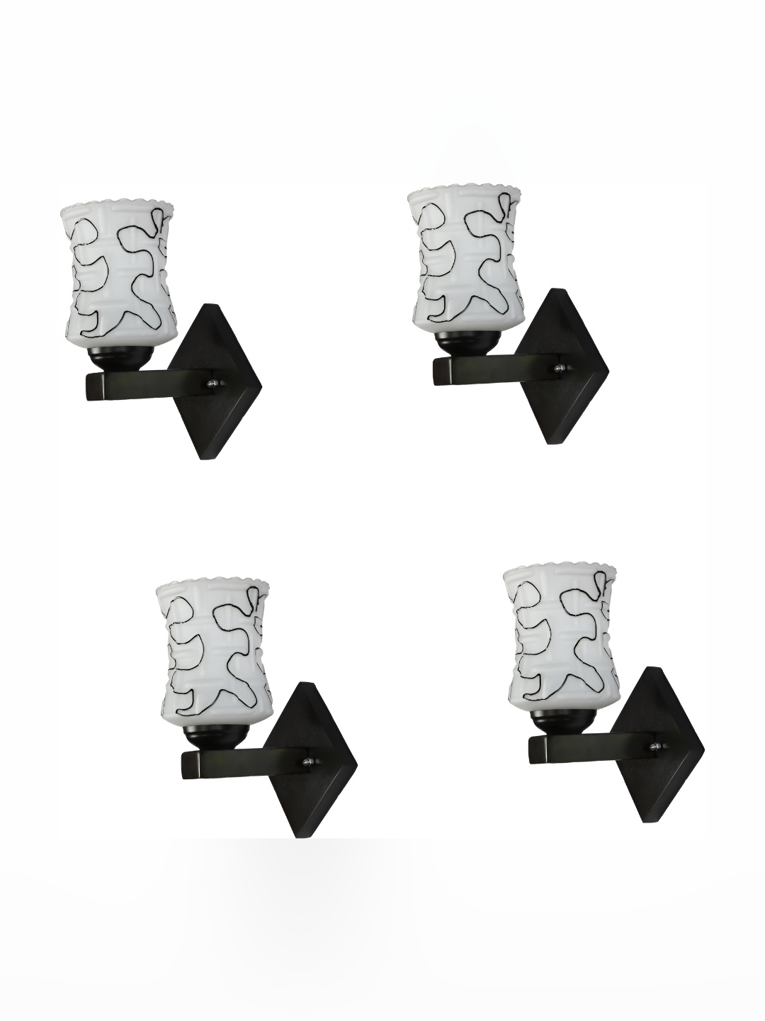 

Afast White & Black 4 Pieces Glass Printed Frustum Shaped Wall Lamps