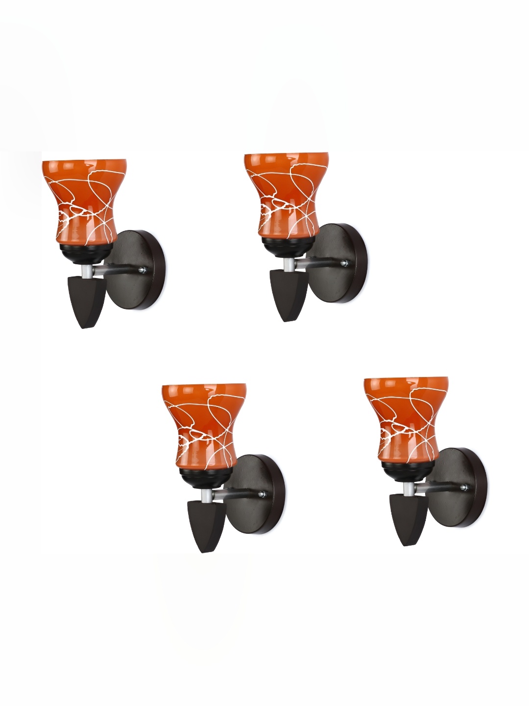 

Afast Orange & White 4 Pieces Glass Printed Abstract Shaped Wall Lamps