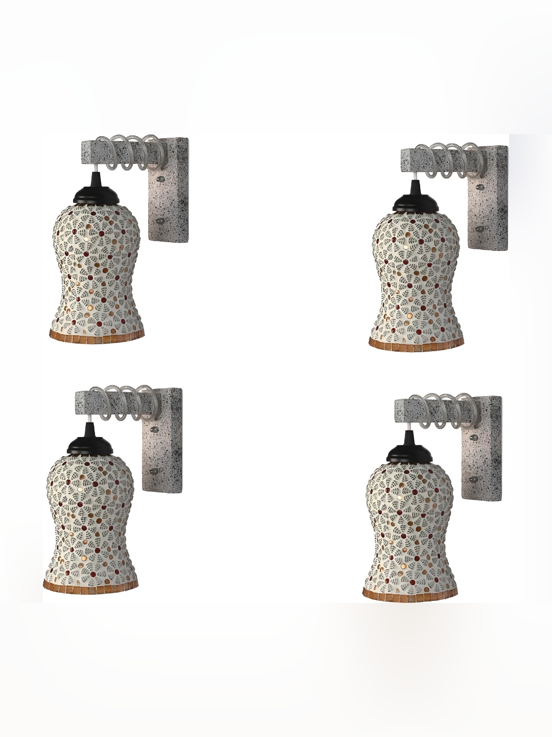 

Afast Beige & White 4 Pieces Textured Contemporary Glass Wall Lamps