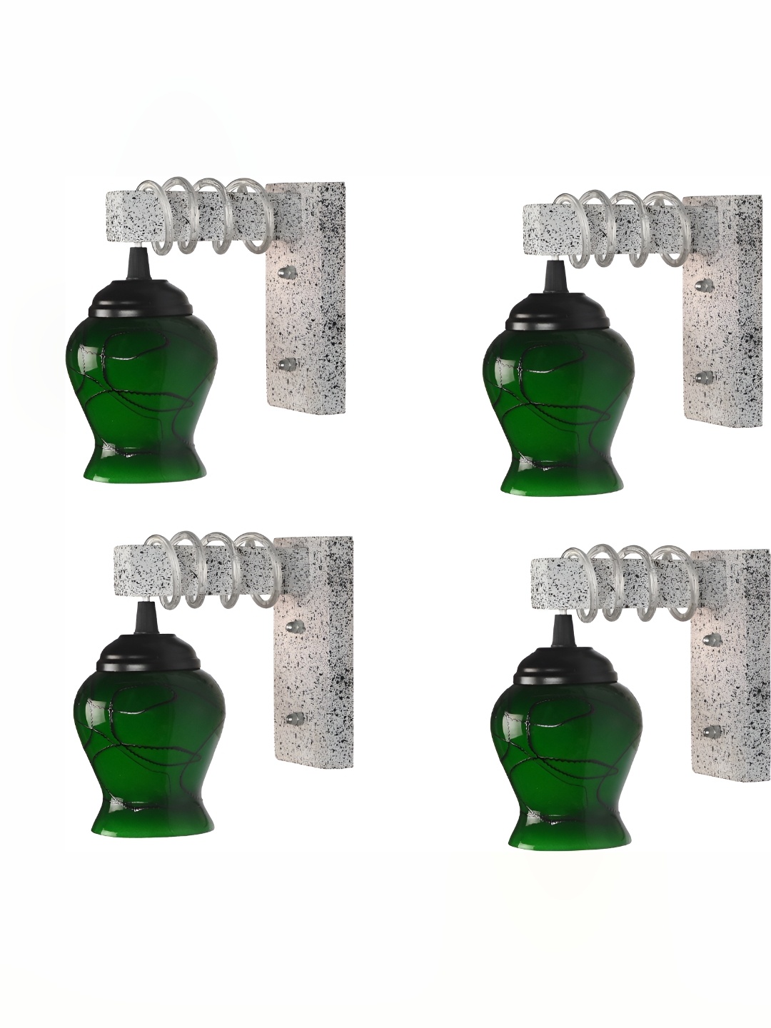 

Afast Green & Black 4 Pieces Printed Bell Shaped Glass Contemporary Wall Lamp