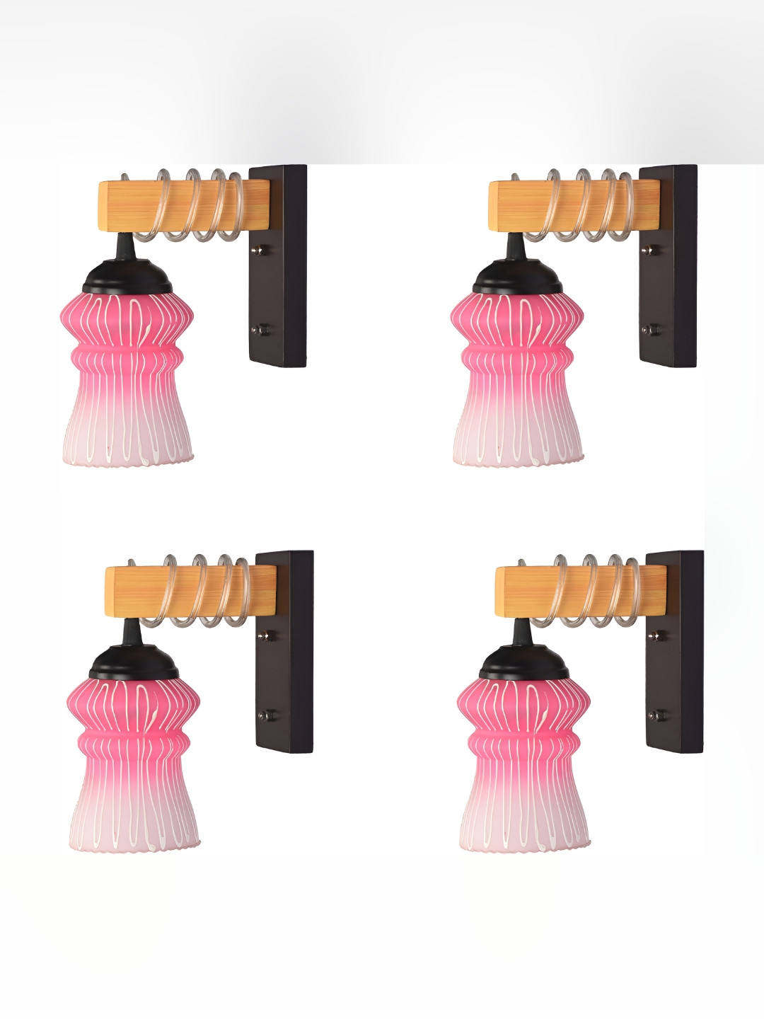 

Afast Pink & White 4 Pieces Printed Contemporary Glass Wall Lamps