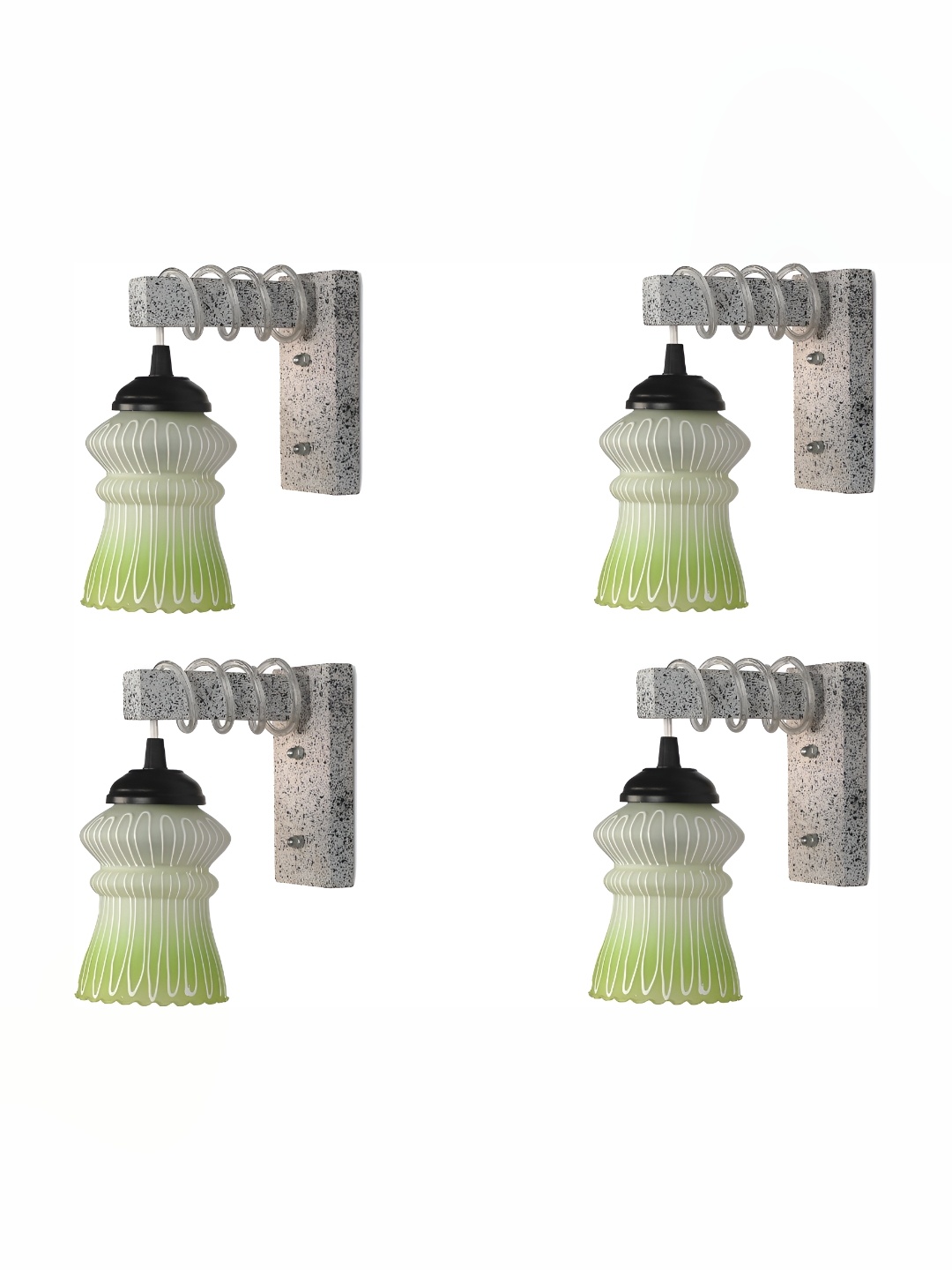 

Afast Green & White 4 Pieces Printed Contemporary Glass Wall Lamps