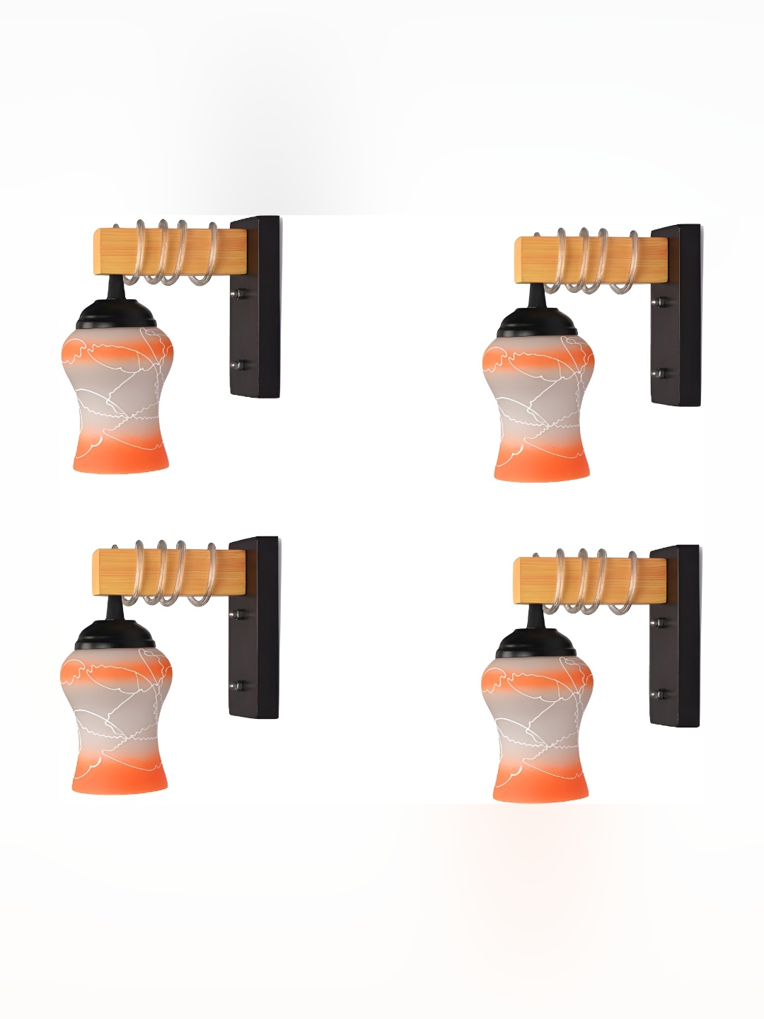 

Afast White & Orange 4 Pieces Printed Contemporary Glass Wall Lamp
