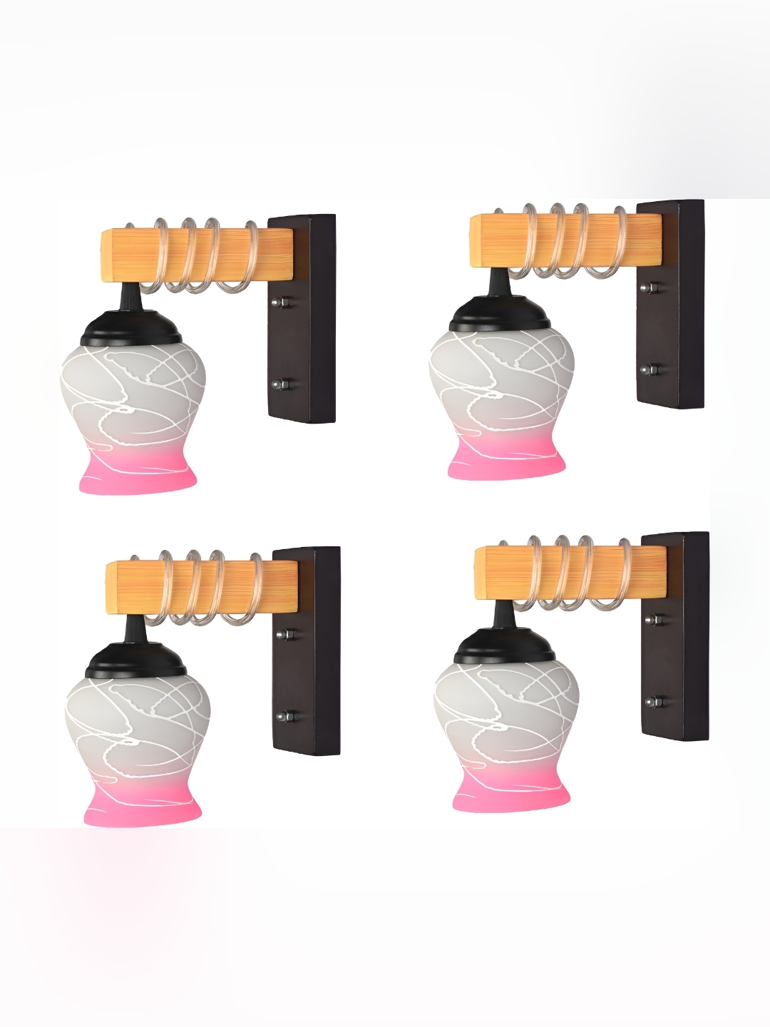 

Afast White and Pink 4 Pieces Glass Wall Lamps