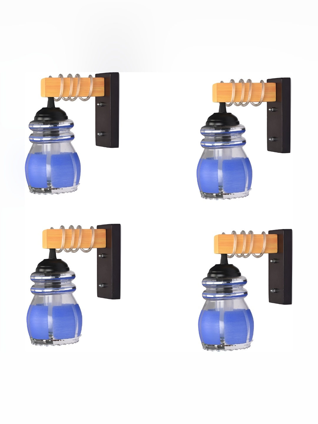 

Afast Blue & Black 4 Pieces Printed Contemporary Glass Bell Wall Lamp