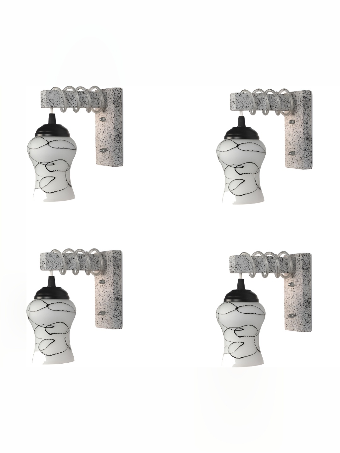 

Afast Black & White 4 Pieces Textured Bell Glass Wall Lamps