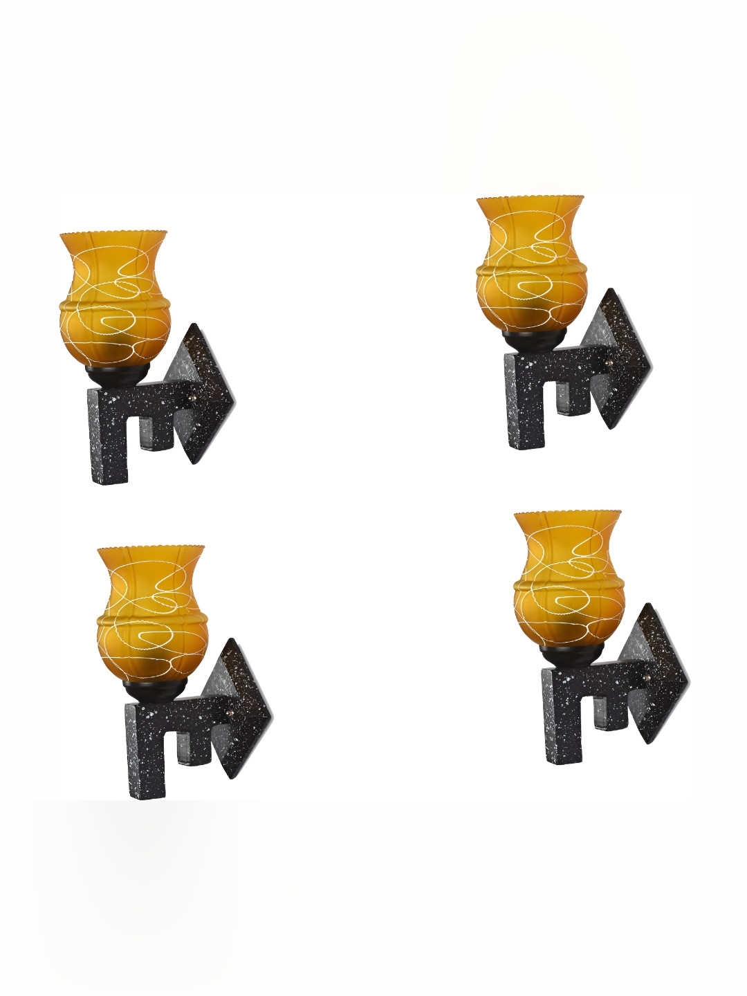 

Afast Yellow 4 Pieces Bell Shaped Glass Wall Lamps
