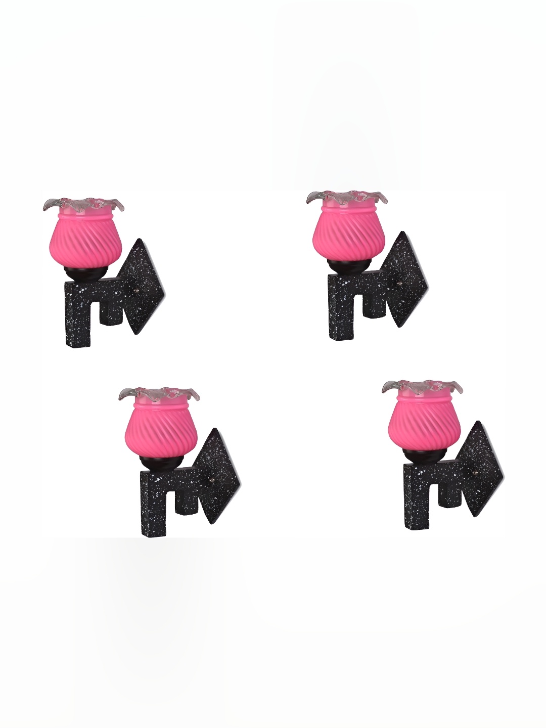 

Afast Pink & Black 4 Pieces Textured Abstract Shaped Glass Contemporary Wall Lamp