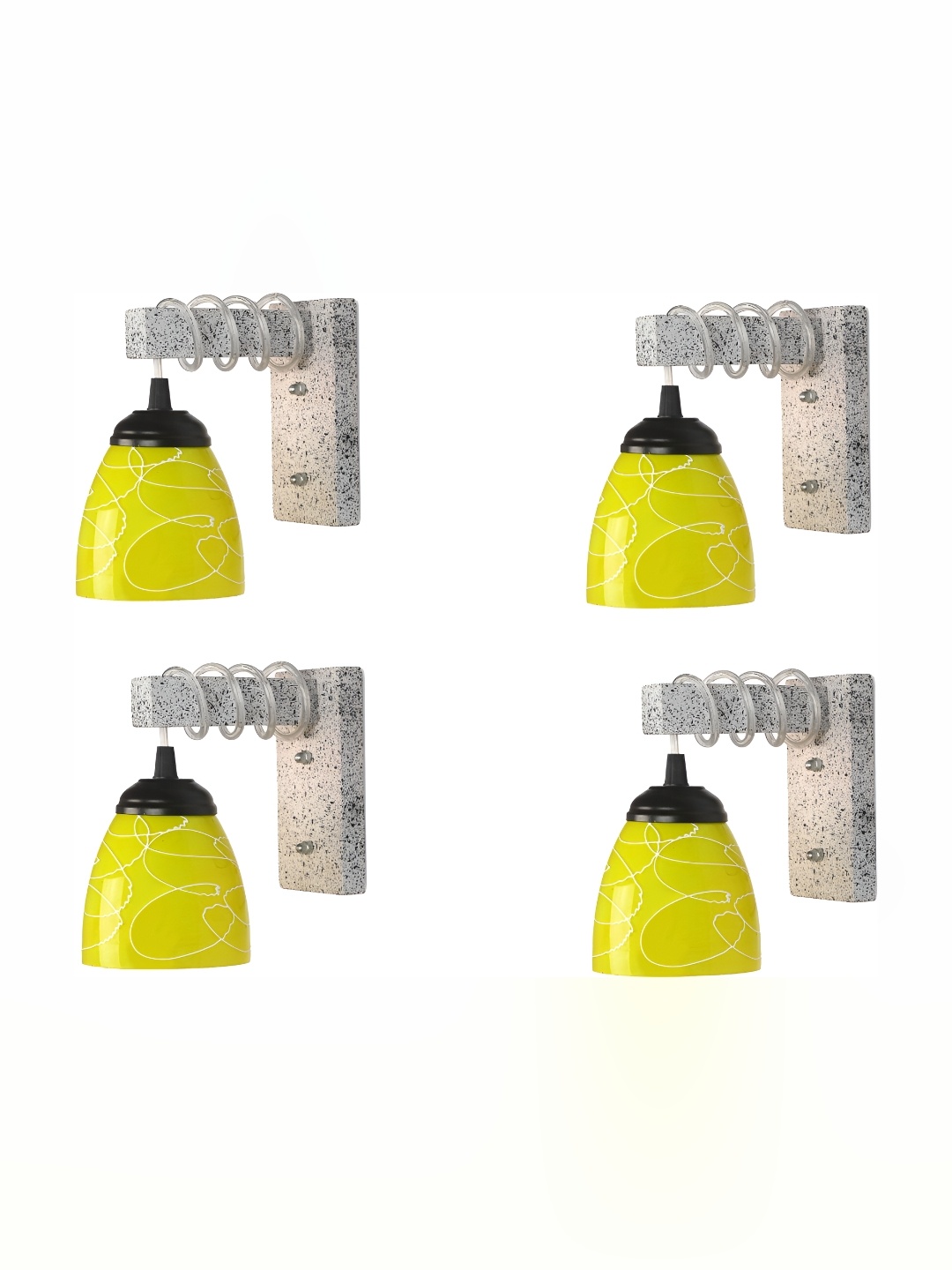 

Afast Yellow & White 4 Pieces Printed Contemporary Glass Wall Lamp
