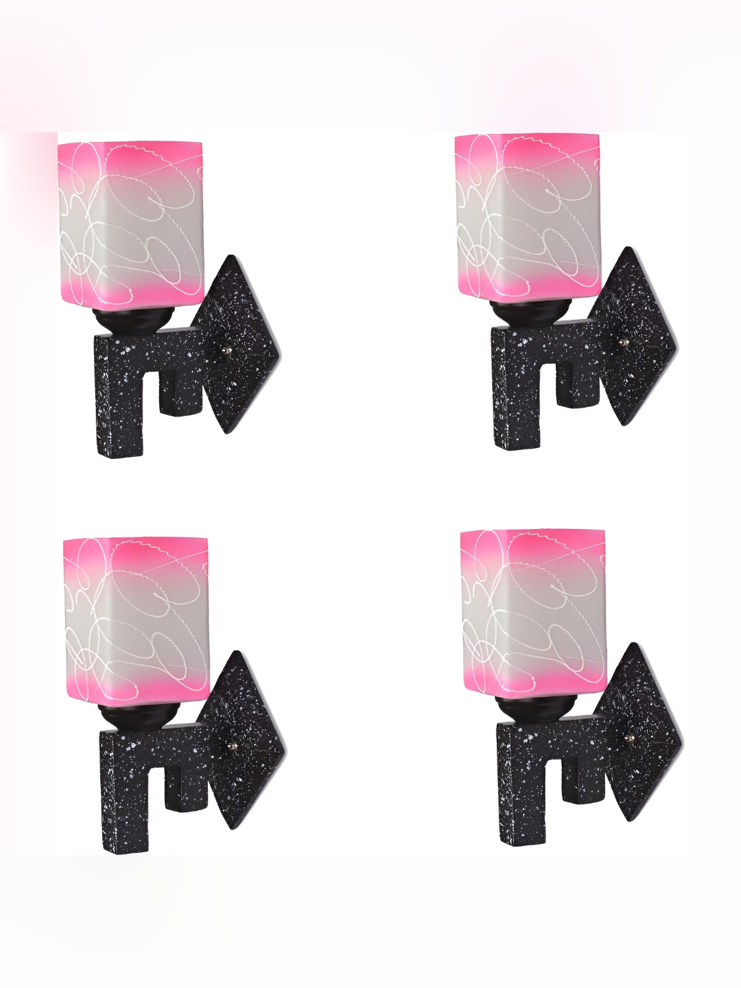 

Afast White & Pink 4 Pieces Printed Abstract Shaped Contemporary Glass Wall Lamps