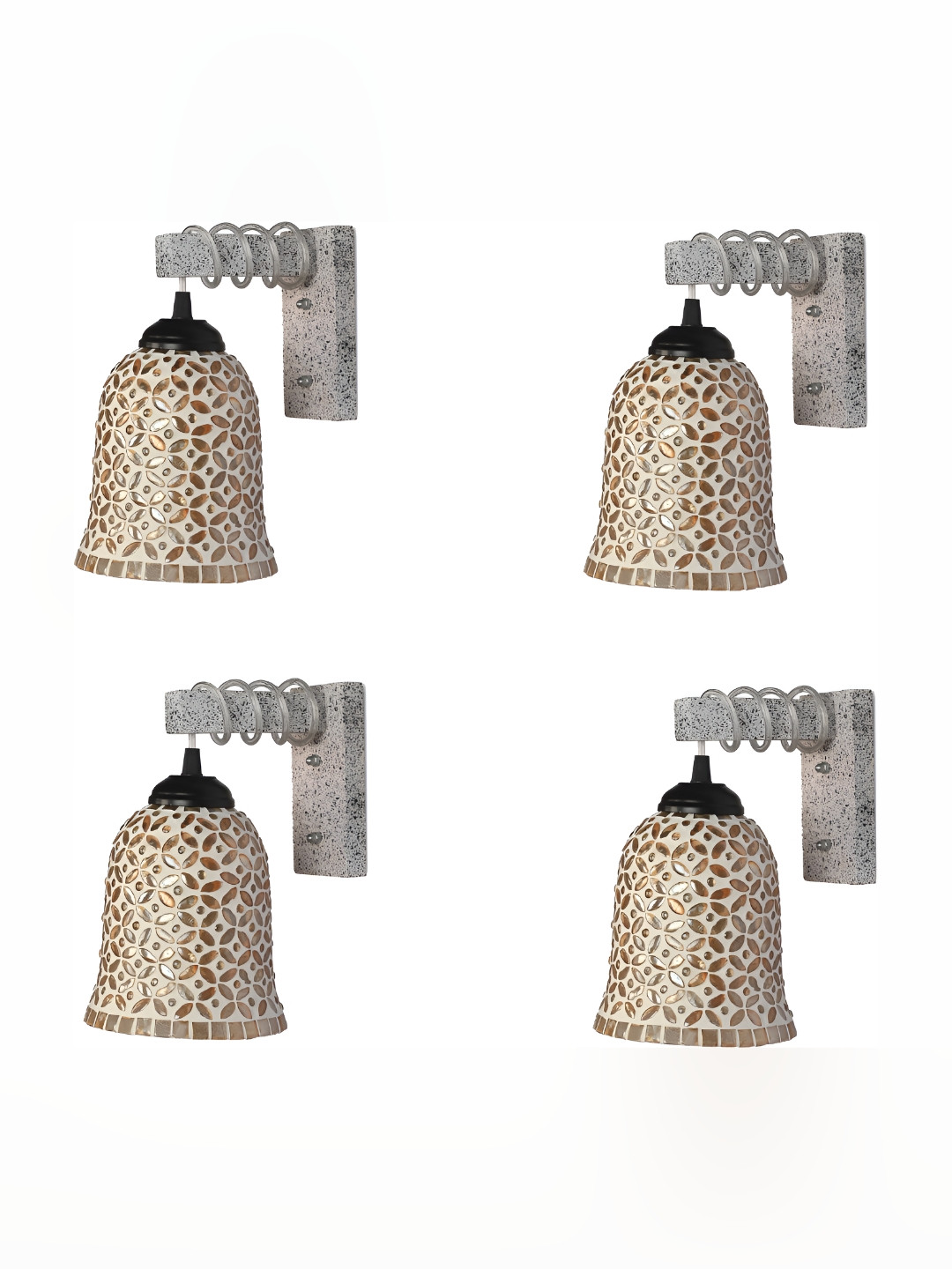 

Afast Yellow & Beige 4 Pieces Textured Contemporary Glass Wall Lamps