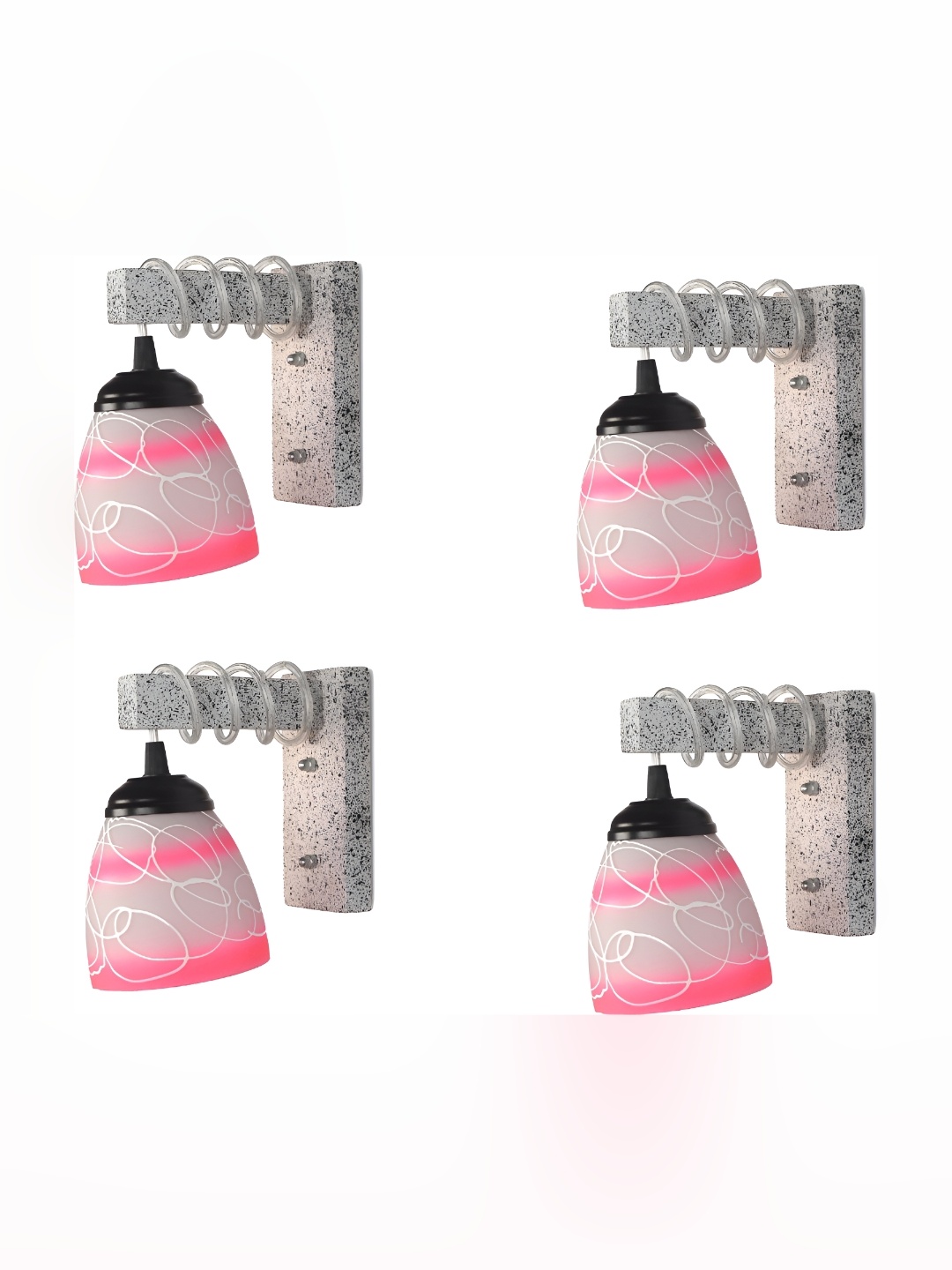 

Afast White & Pink 4 Pieces Bell Shaped Glass Wall Lamps