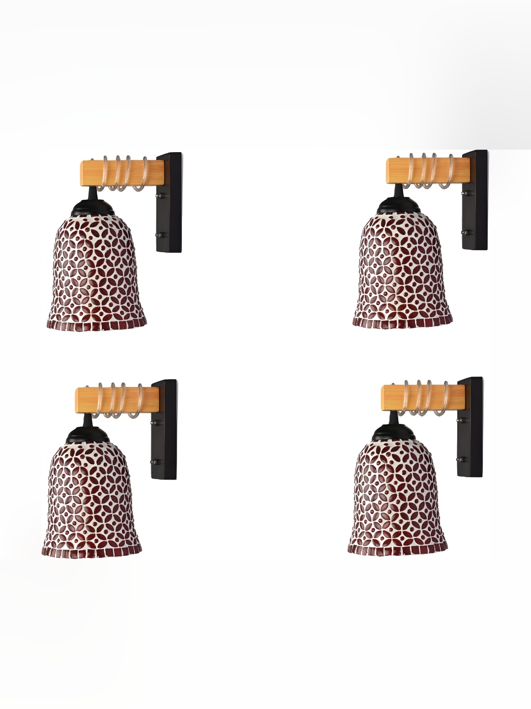 

Afast Red & White 4 Pieces Textured Glass Wall Lamps