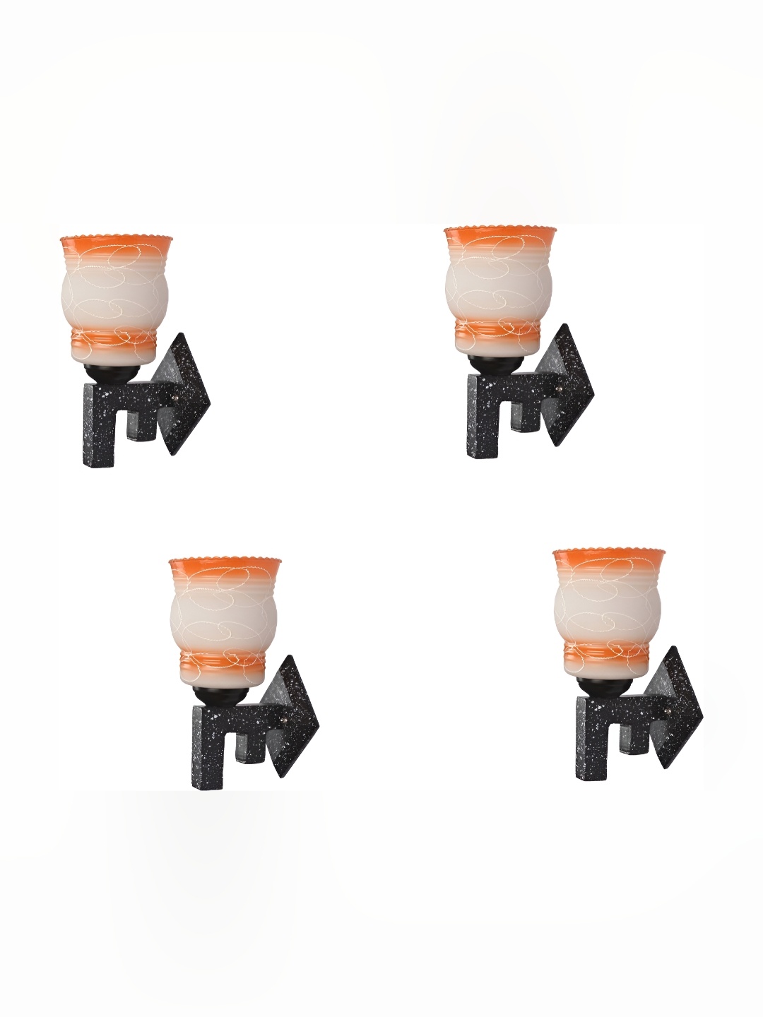 

Afast White & Orange 4 Pieces Printed Contemporary Glass Wall Lamp