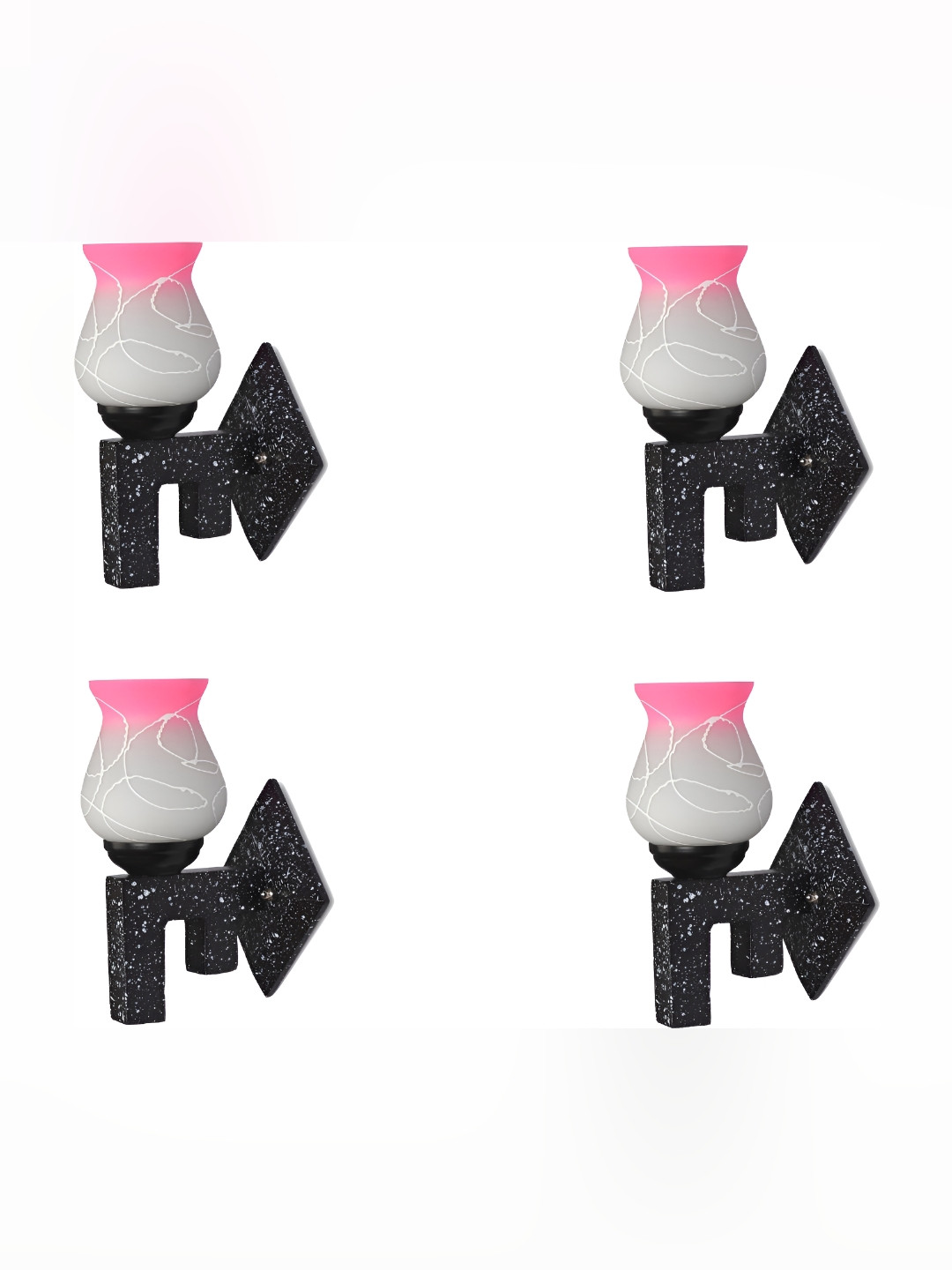 

Afast White & Pink 4 Pieces Wooden Printed Frustum Shaped Wall Lamps