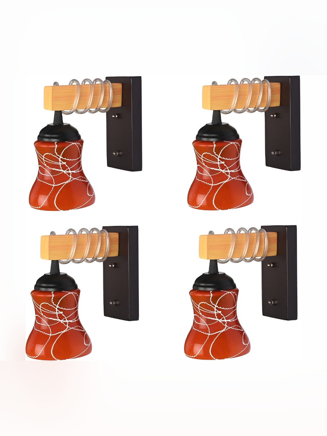 

Afast Brown & White 4 Pieces Printed Contemporary Glass Wall Lamp