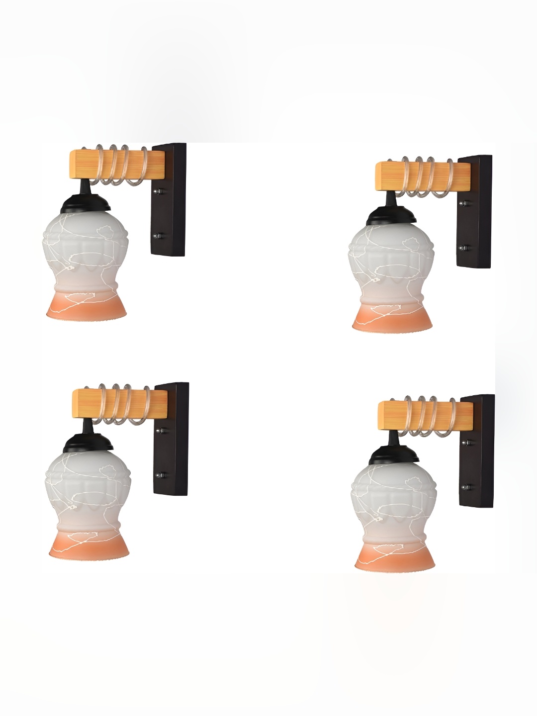 

Afast White & Orange 4 Pieces Printed Abstract Shaped Contemporary Glass Wall Lamps