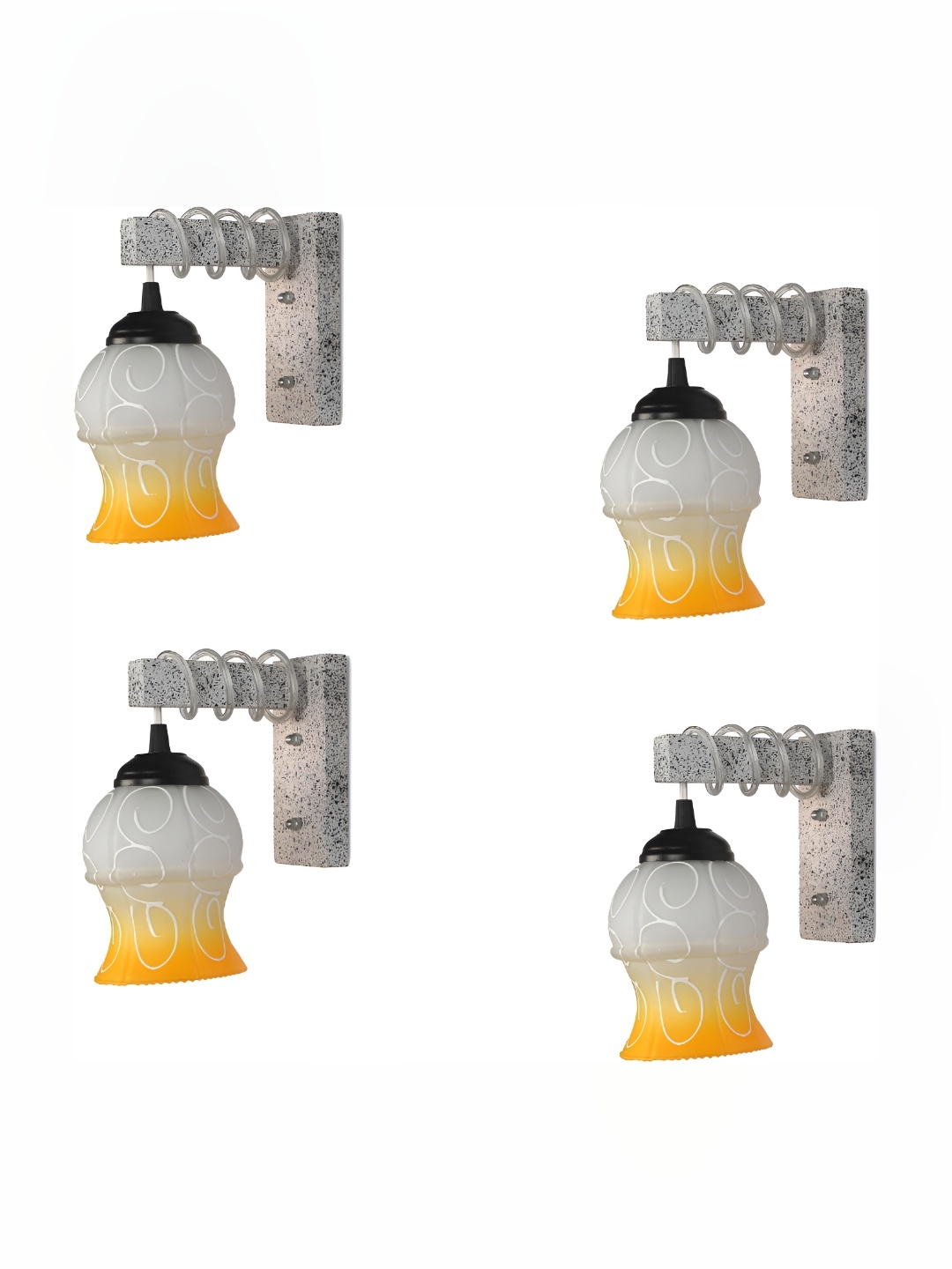 

Afast Yellow 4 Pcs Glass Wall Lamps, White