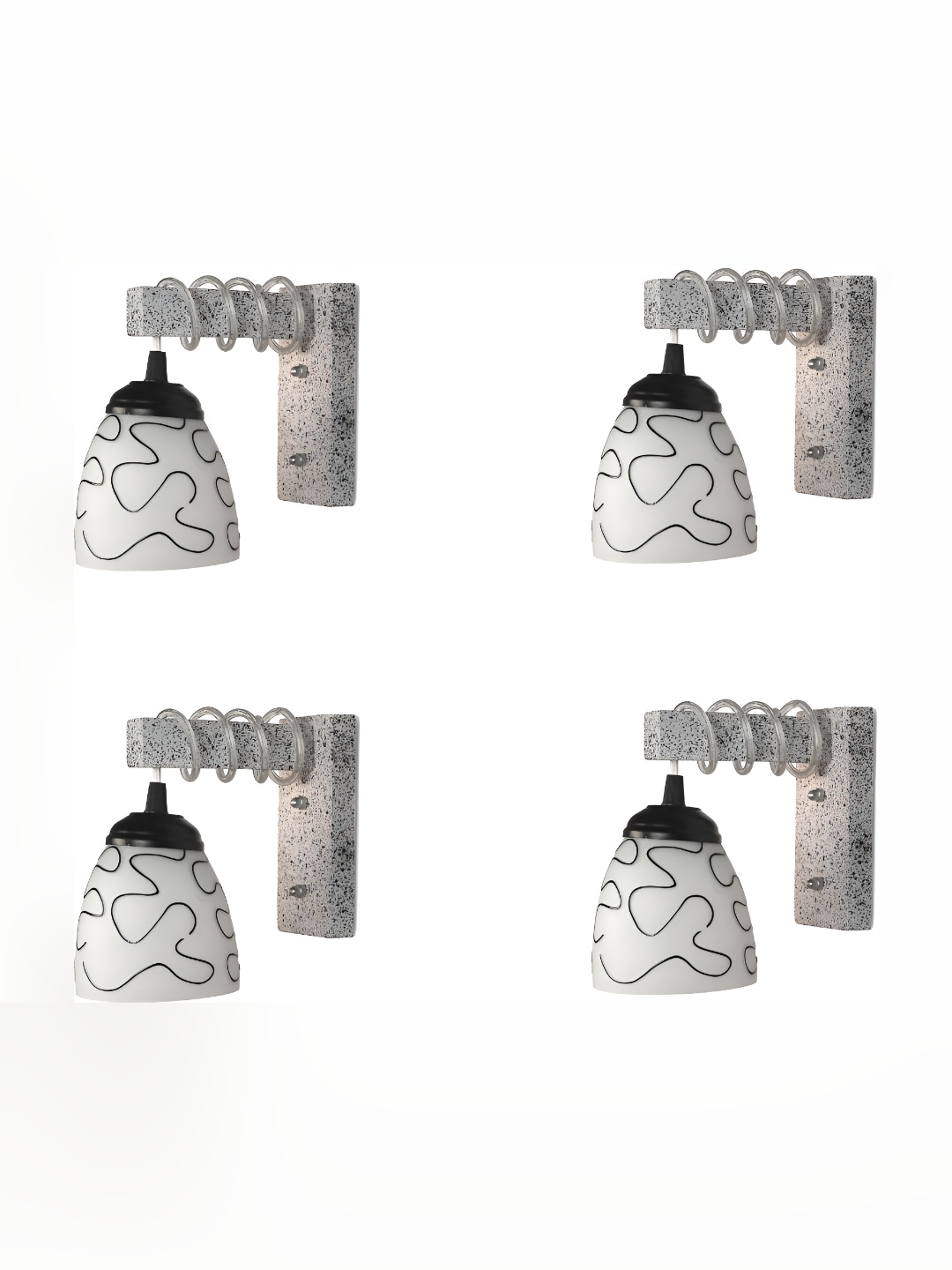 

Afast White & Black 4 Pieces Textured Glass Wall Lamps