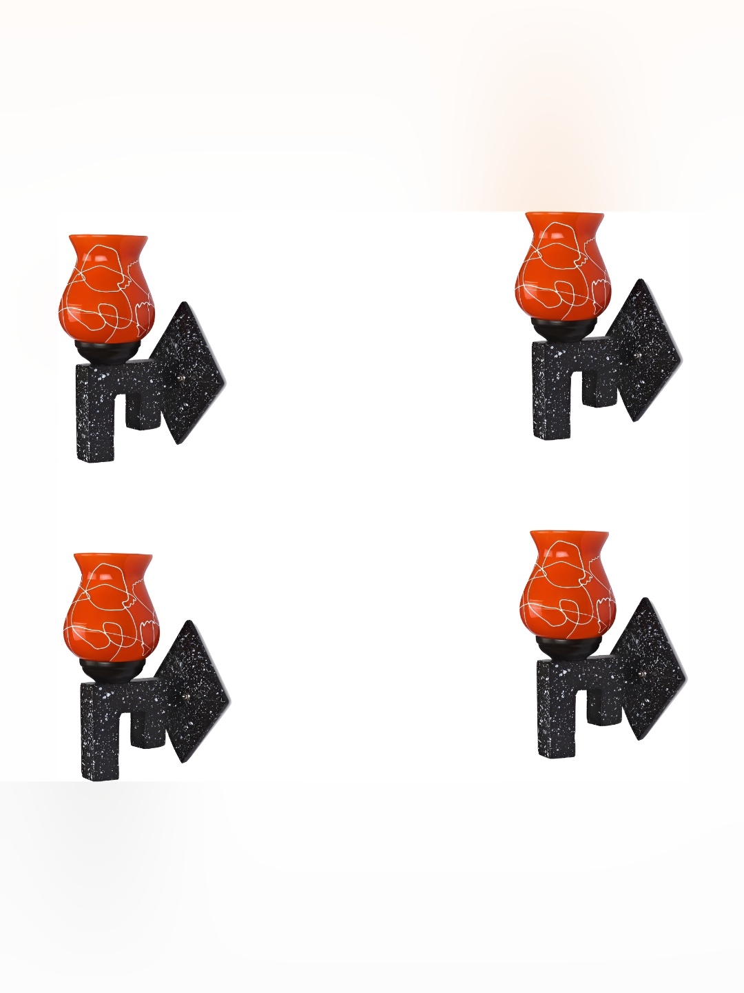 

Afast Orange & Black 4 Pieces Textured Abstract Glass Wall Lamps