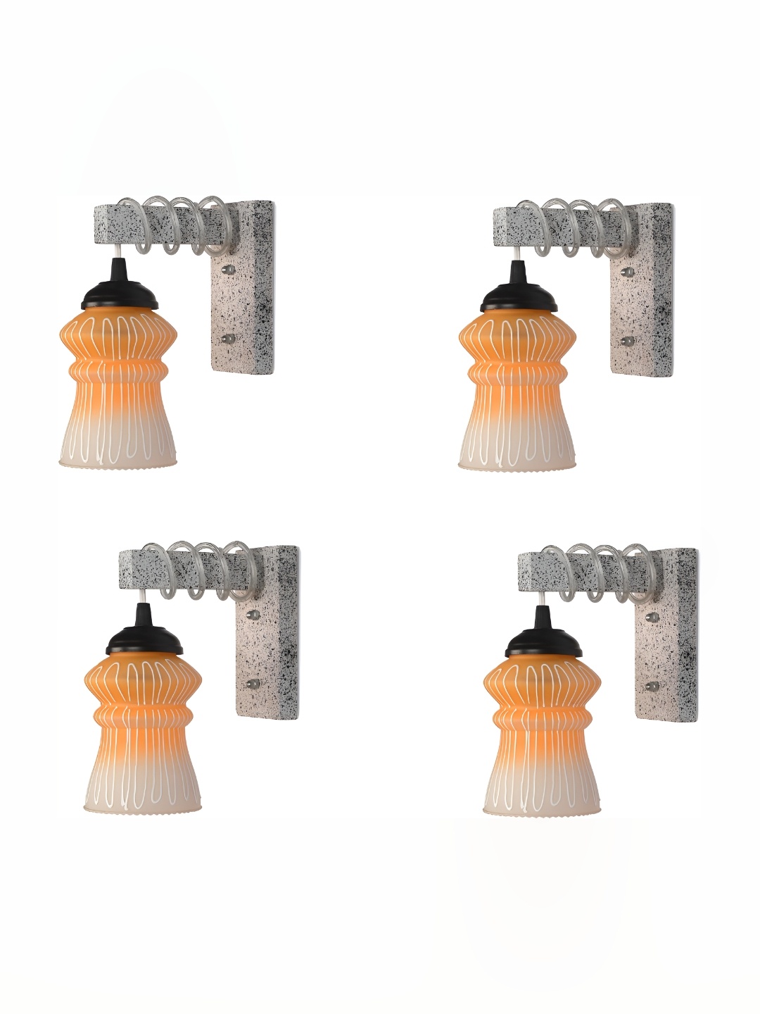 

Afast Orange & White 4 Pcs Printed Contemporary Glass Wall Lamp