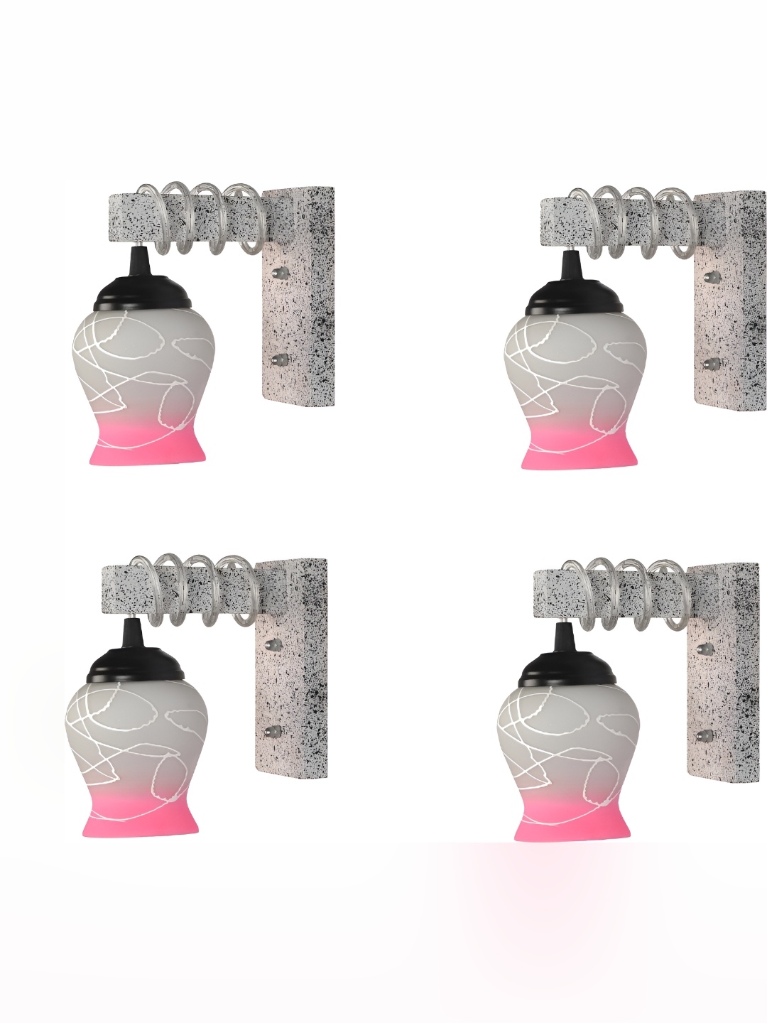 

Afast White & Pink 4 Pieces Printed Contemporary Glass Wall Lamps