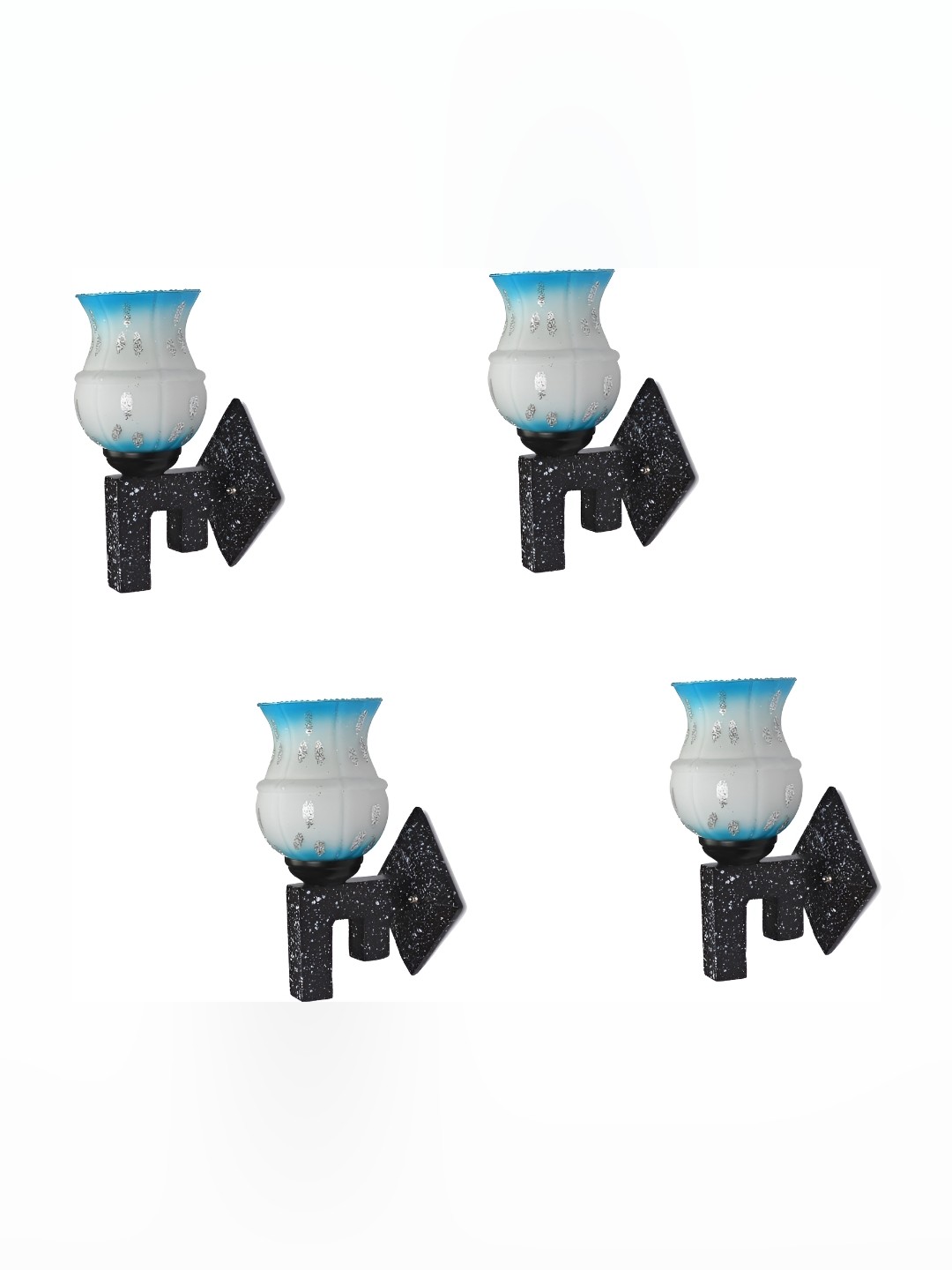 

Afast Blue & White 4 Pieces Printed Contemporary Glass Wall Lamp