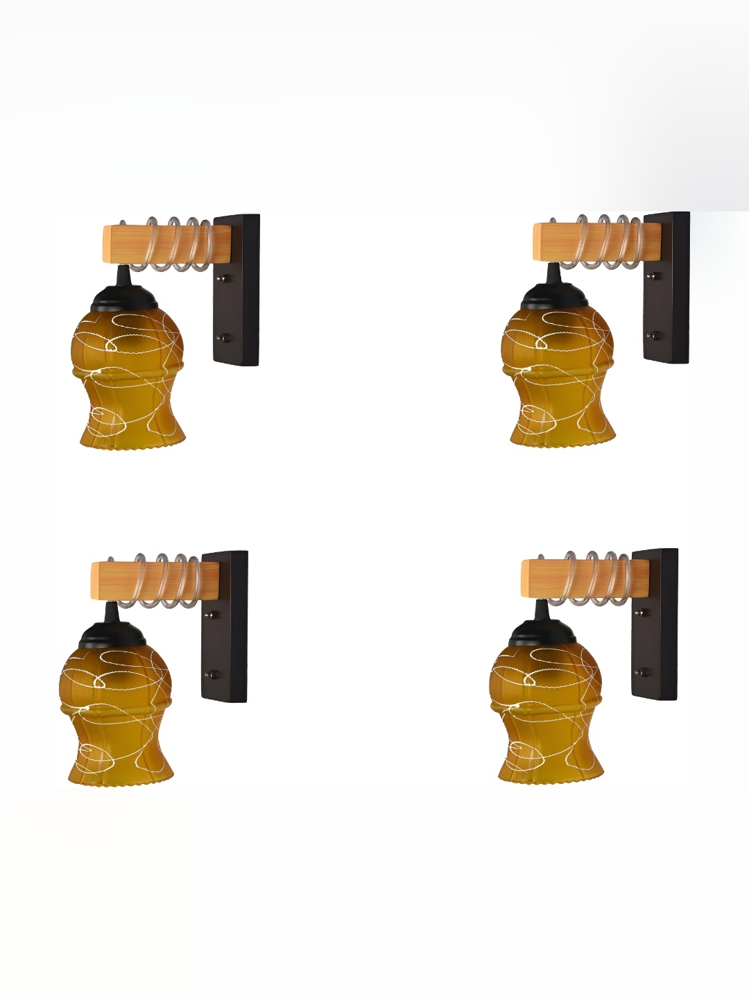 

Afast Yellow & White 4 Pieces Textured Bell Glass Wall Lamps