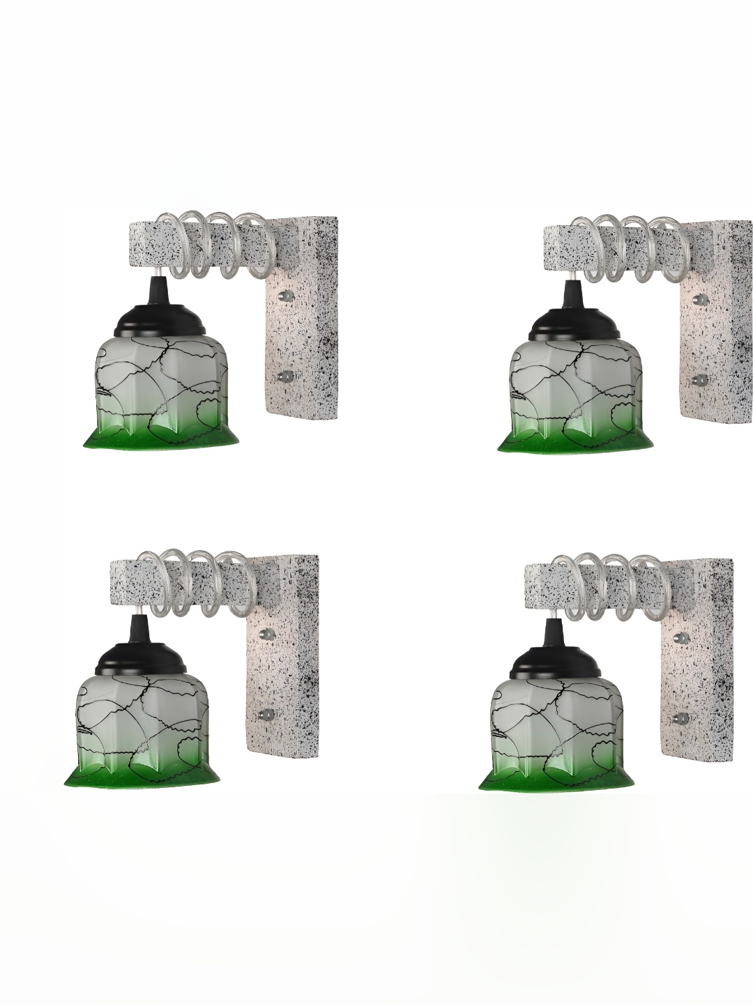 

Afast White & Green 4 Pieces Printed Contemporary Glass Bell Wall Lamp