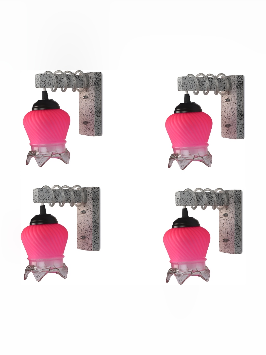 

Afast Pink 4 Pieces Textured Bell Glass Wall Lamps