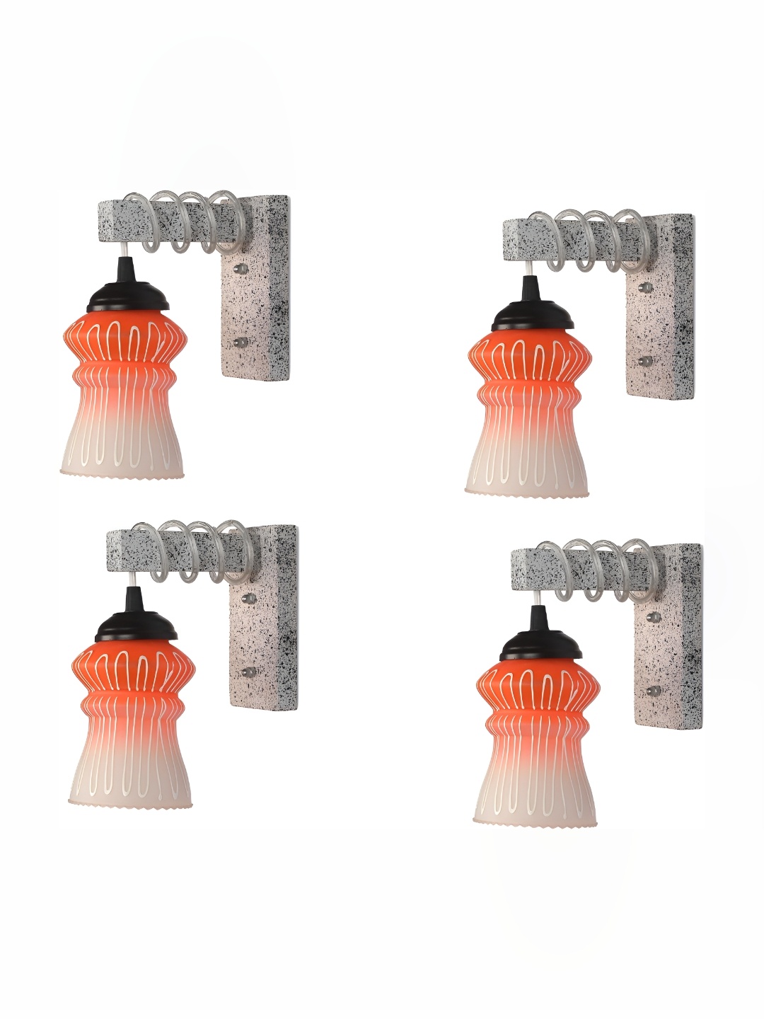 

Afast White & Orange 4 Pieces Textured Glass Wall Lamps