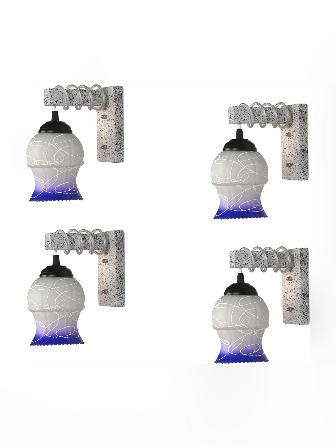 

Afast White & Blue 4 Pieces Printed Contemporary Glass Wall Lamps