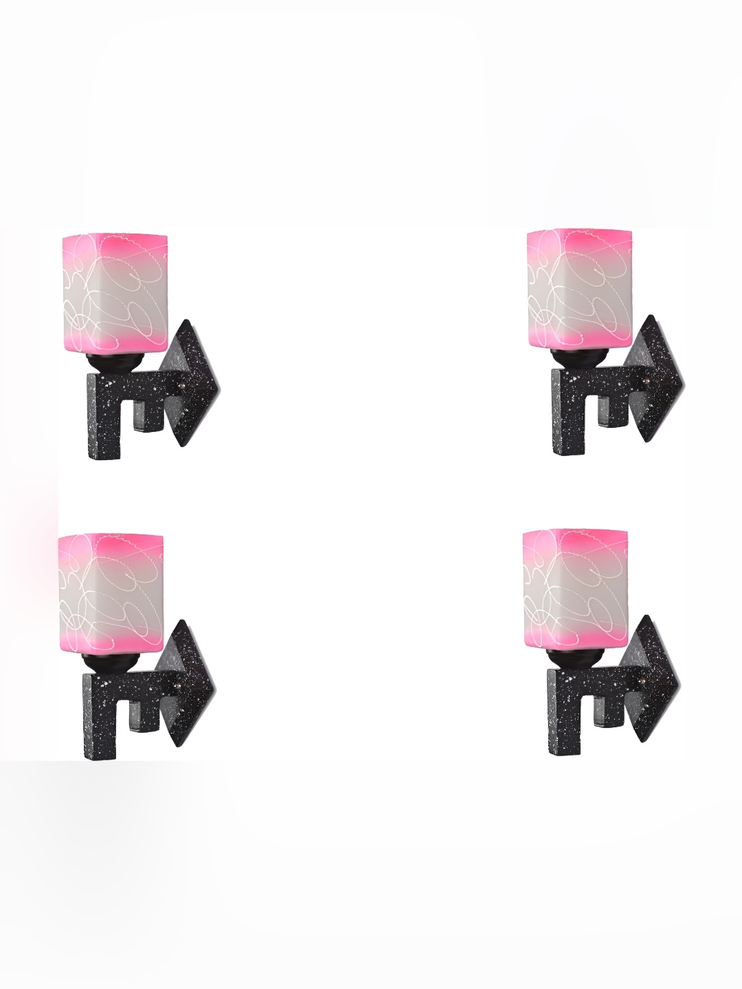 

Afast Pink & White 4 Pieces Textured Rectangular Glass Wall Lamps