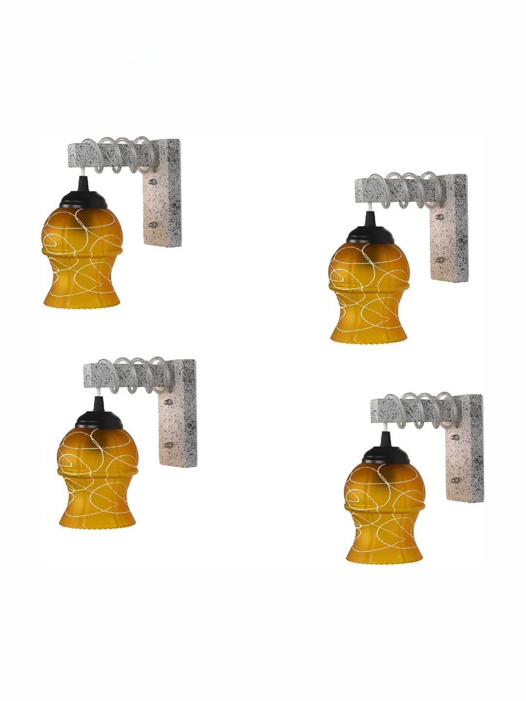 

Afast Yellow & White 4 Pieces Textured Bell Glass Wall Lamps