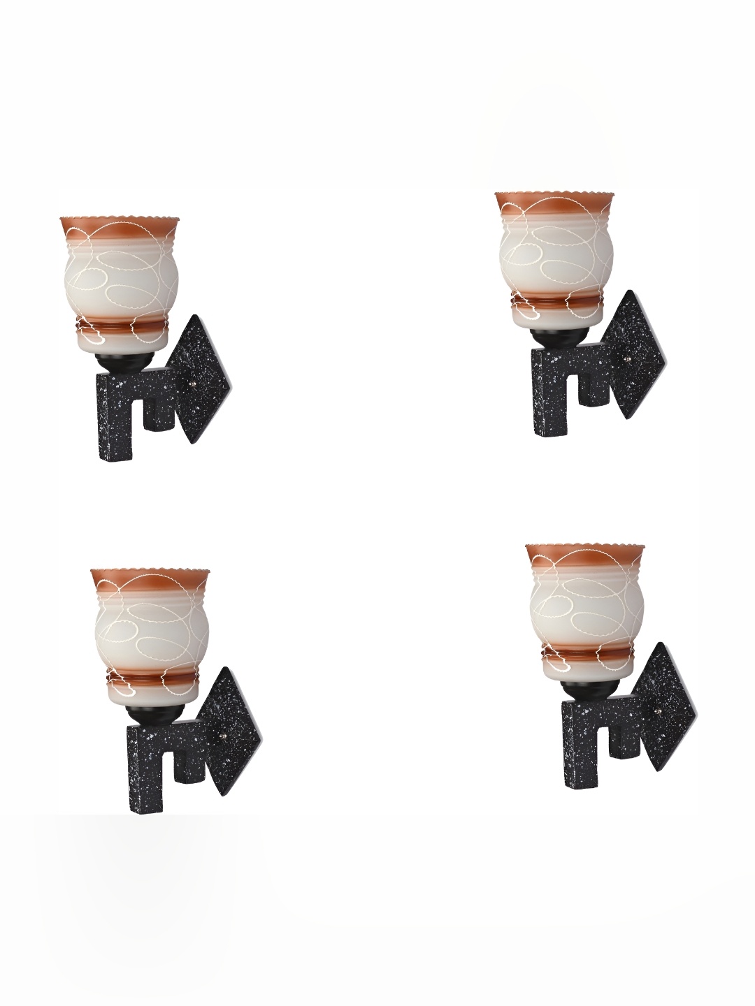 

Afast White & Brown 4 Pieces Printed Contemporary Glass Wall Lamps