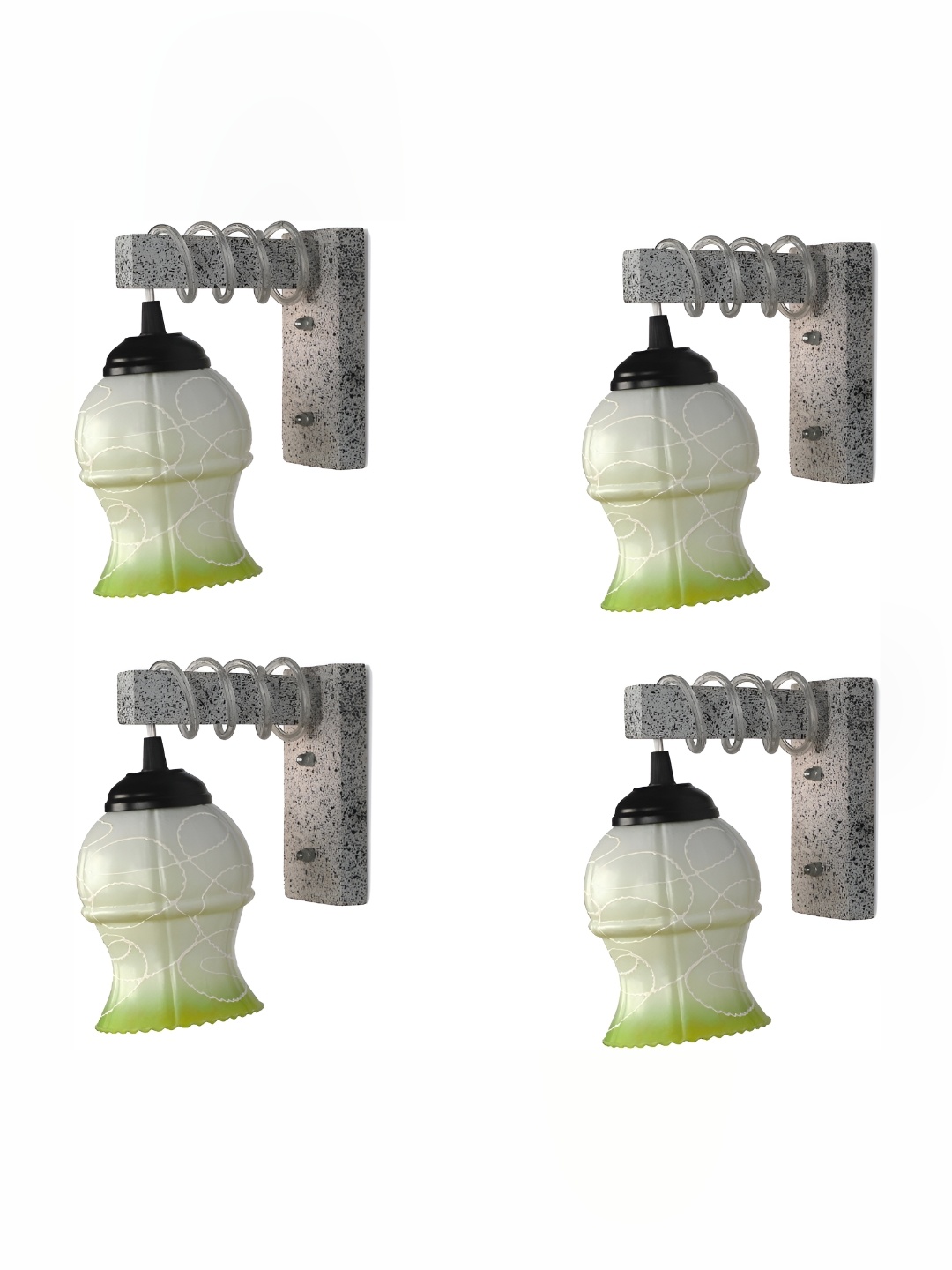 

Afast White & Green 4 Pieces Colourblocked Abstract Shaped Glass Wall Lamps