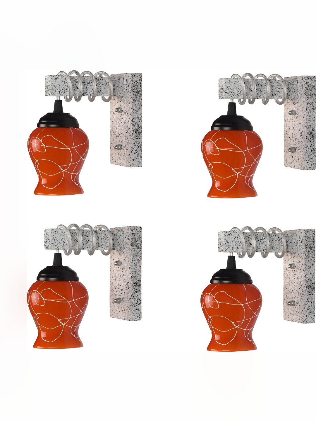 

Afast Red & Black 4 Pieces Printed Abstract Shaped Contemporary Glass Wall Lamps