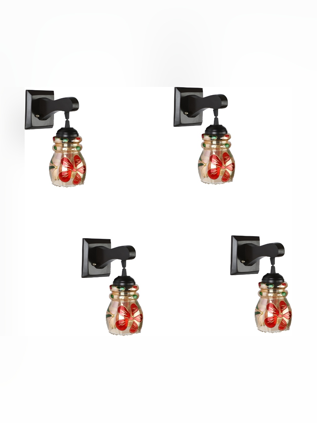 

Afast Black & Red 4 Pieces Printed Contemporary Glass Bell Wall Lamp