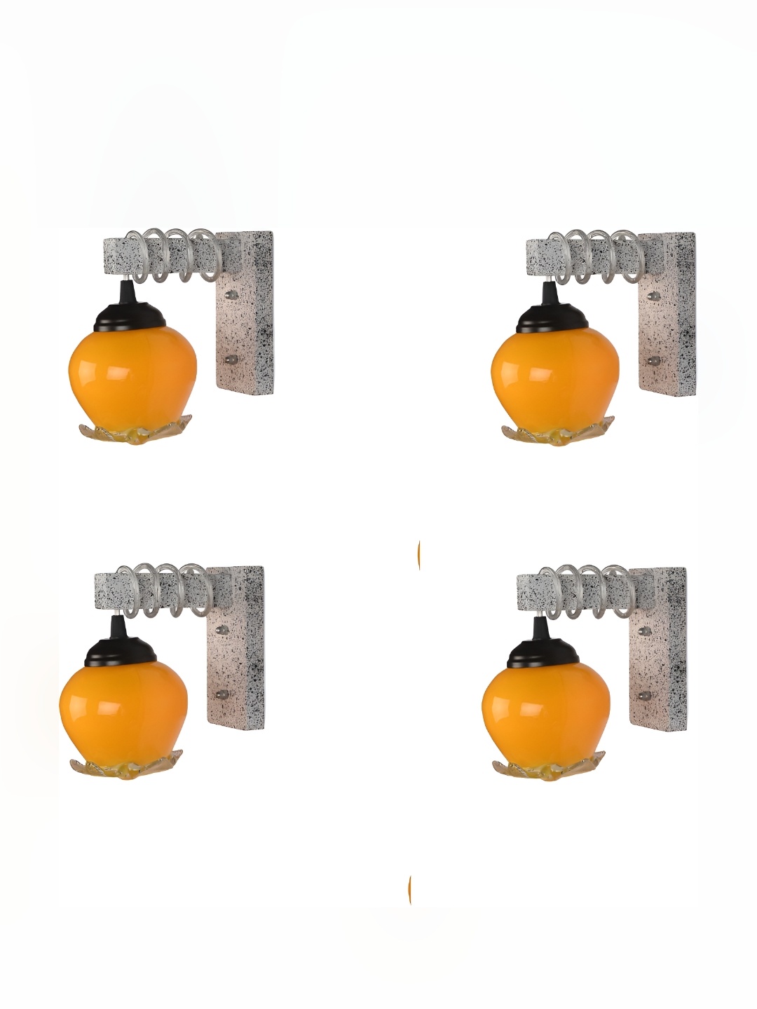

Afast Orange 4 Pieces Glass Printed Abstract Shaped Wall Lamps