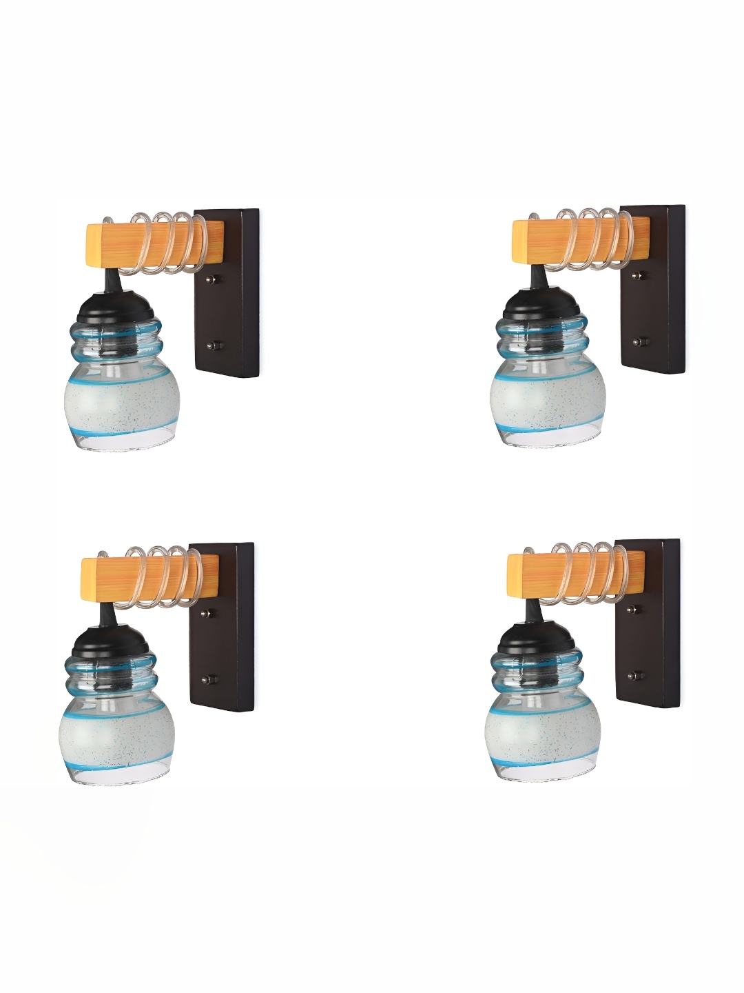 

Afast White & Blue 4 Pieces Bell Shaped Glass Wall Lamps