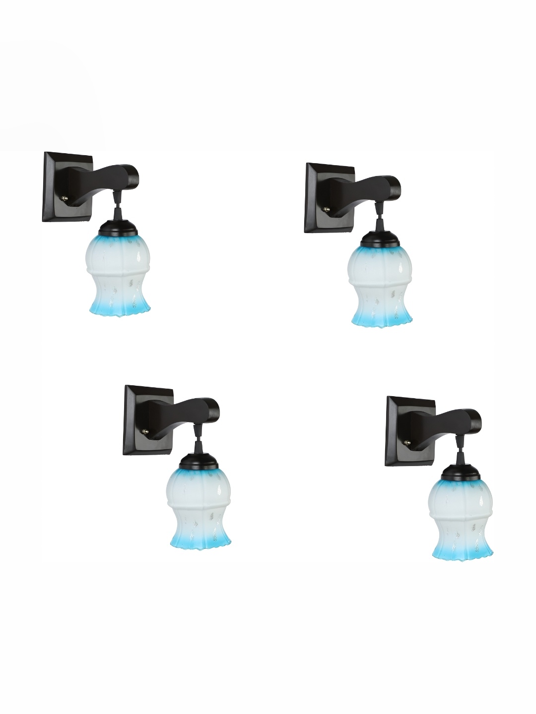 

Afast Blue & White 4 Pcs Printed Contemporary Glass Wall Lamp